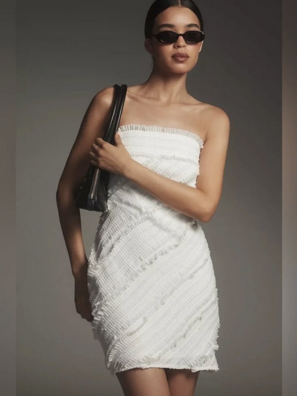 Anthropologie White Strapless Mini Dress